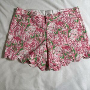 Lilly Pulitzer The Buttercup Shorts Sz 0 Flamingo Pink Colony Scalloped Hem
